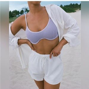 NWT Abercrombie & Fitch White Linen Blend Pull On Short Sz Medium